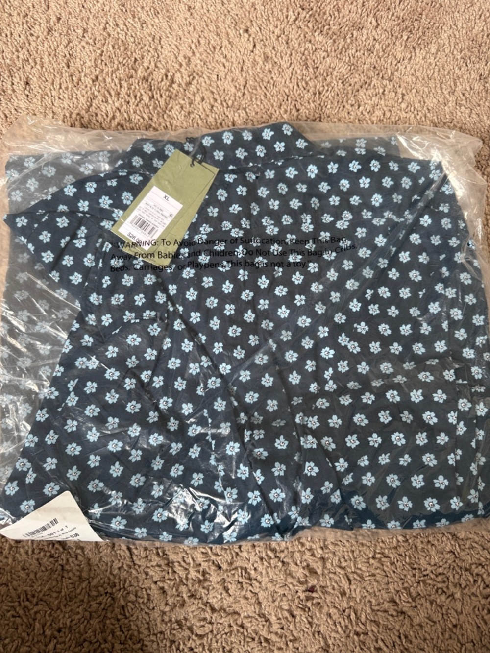 Target Men's Navy Blue Floral Button-Down Shirt